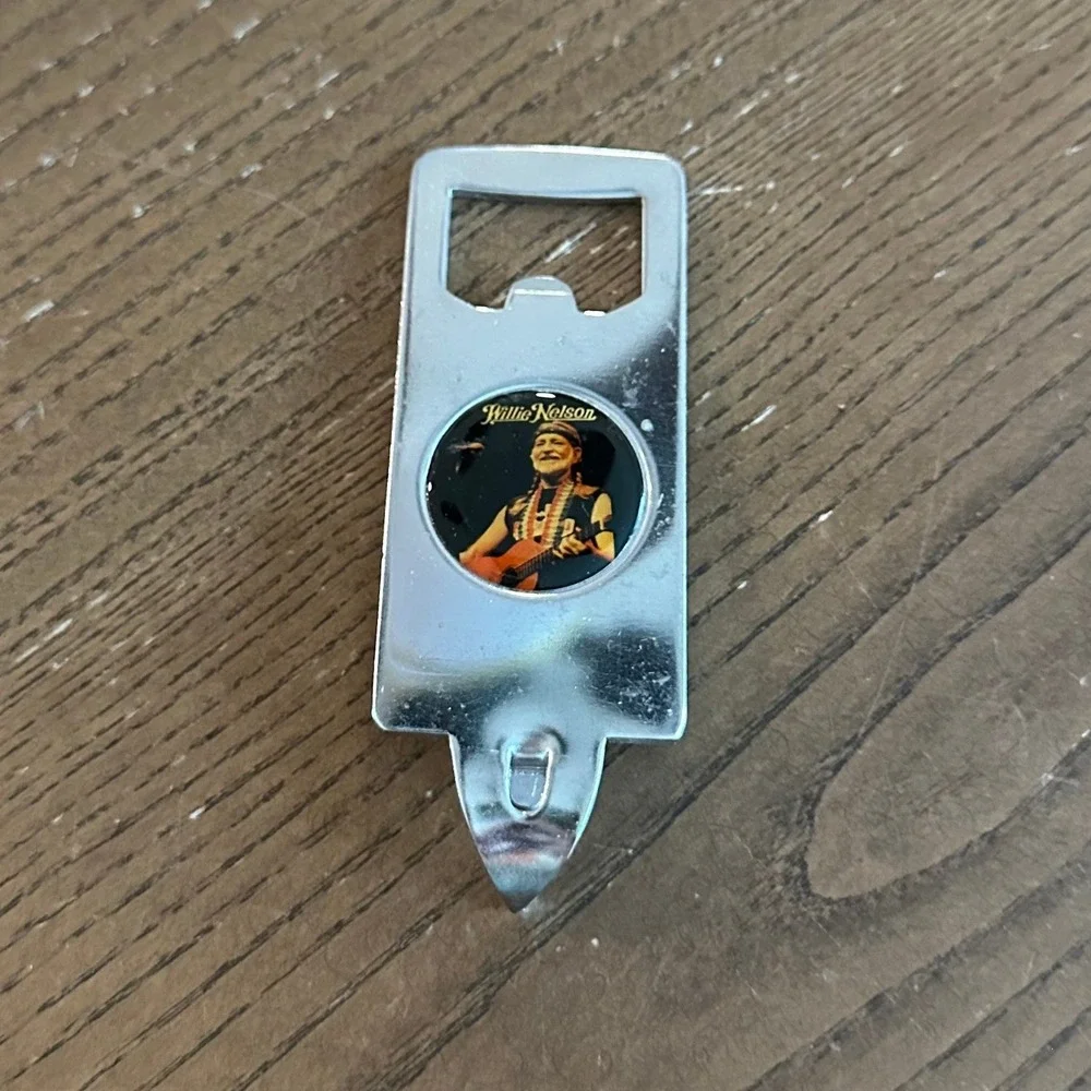 Vintage Willie Nelson‎ Metal Bottle Opener Church Key Country Music Memorabilia